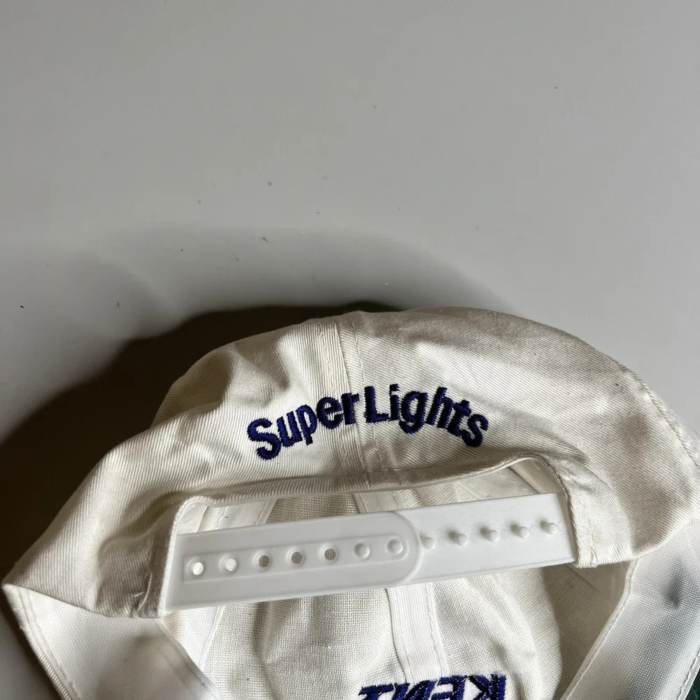 Vintage Kent Super Lights Cigarette Promo Snapback Hat White Blue Two Tone Cap